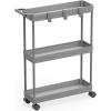 imageSimple Houseware 3Tier SlimNarrow Storage Cart with Handle 55 Wide x 265 Height Rolling Organizer for Kitchen Bathroom Laundry Room  WhiteGray