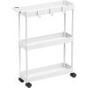 Simple Houseware 3-Tier Slim/Narrow Storage Cart with Handle, 5.5” Wide x 26.5” Height Rolling Organizer for Kitchen, Bathroom, Laundry Room – White(White)