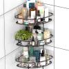 Simple Houseware Bathroom Adhesive Wall Mount Single-Tier Corner Shelf Shower Caddy, Bronze, (Set of 3)(Bronze)