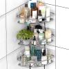 Simple Houseware Bathroom Adhesive Wall Mount Single-Tier Corner Shelf Shower Caddy, Bronze, (Set of 3)(Silver)