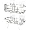 Simple Houseware Bathroom Adhesive Wall Mount Standard Shower Caddy w/Hooks, Chrome, 2 Pack(Standard)