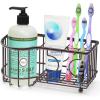 Simple Houseware Stainless Steel 6 Slots Toothbrush Holder Adhesive Wall Organizer, Chrome(Bronze)