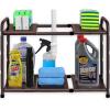 Simple Houseware Under Sink 2 Tier Expandable Heavy Duty Metal Shelf Organizer Rack, Silver (Expand from 15 to 25 inches)(Bronze)