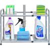 Simple Houseware Under Sink 2 Tier Expandable Heavy Duty Metal Shelf Organizer Rack, Silver (Expand from 15 to 25 inches)(Silver)