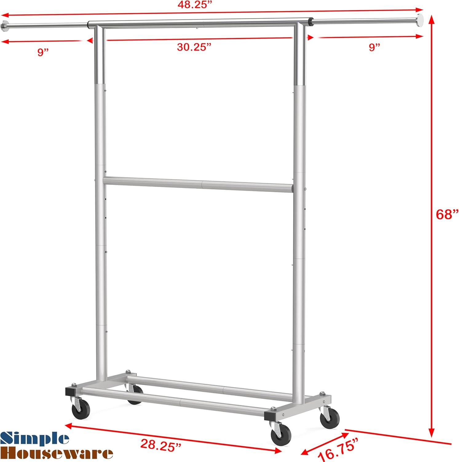 imageSIMPLE HOUSEWARE Double Rod Garment Rack GreyGrey