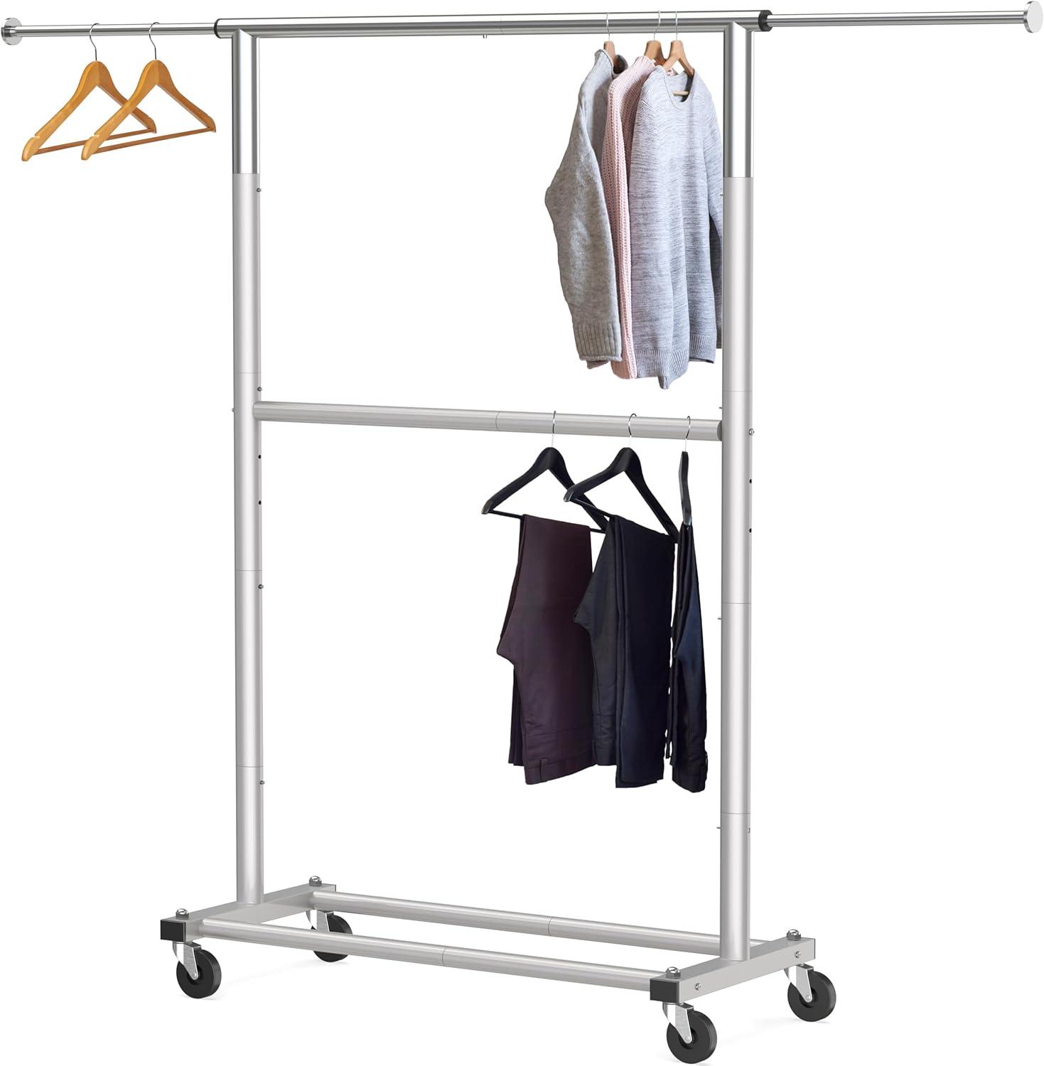 imageSIMPLE HOUSEWARE Double Rod Garment Rack GreyGrey