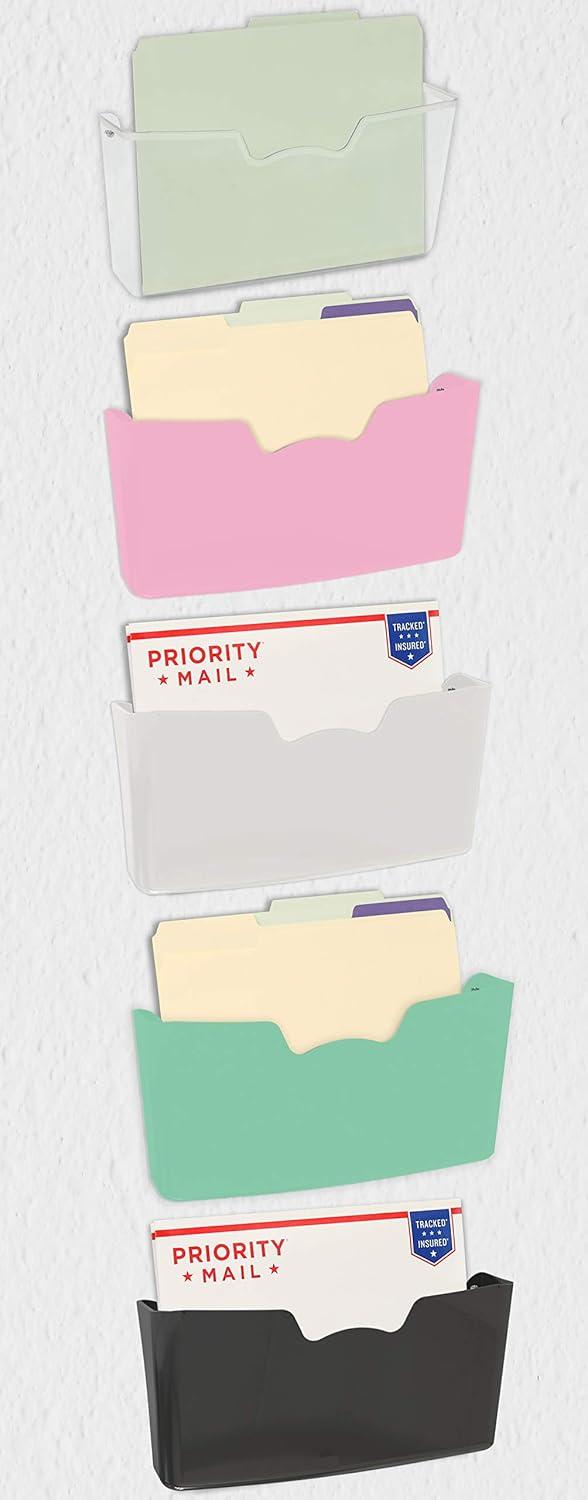 imageSimple Houseware Single Pocket Wall Mount for Hanging File Holderr 5 Packs Assorted ColorsAssorted  5Pack