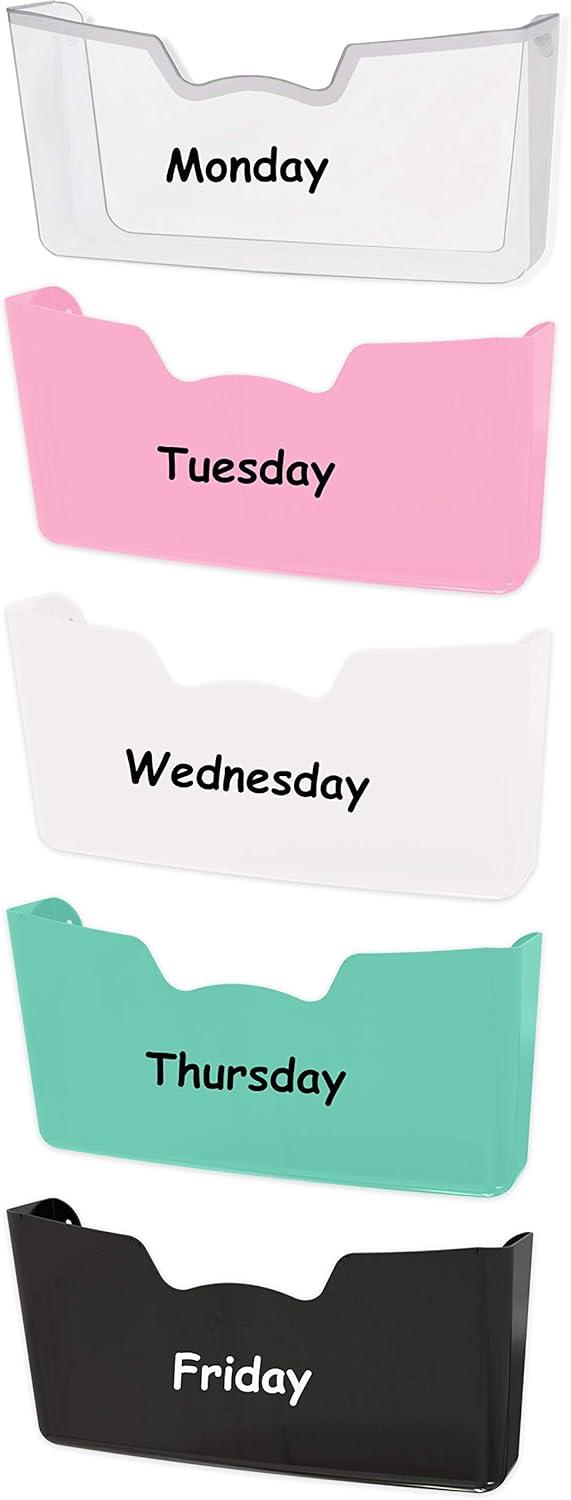 imageSimple Houseware Single Pocket Wall Mount for Hanging File Holderr 5 Packs Assorted ColorsAssorted  5Pack