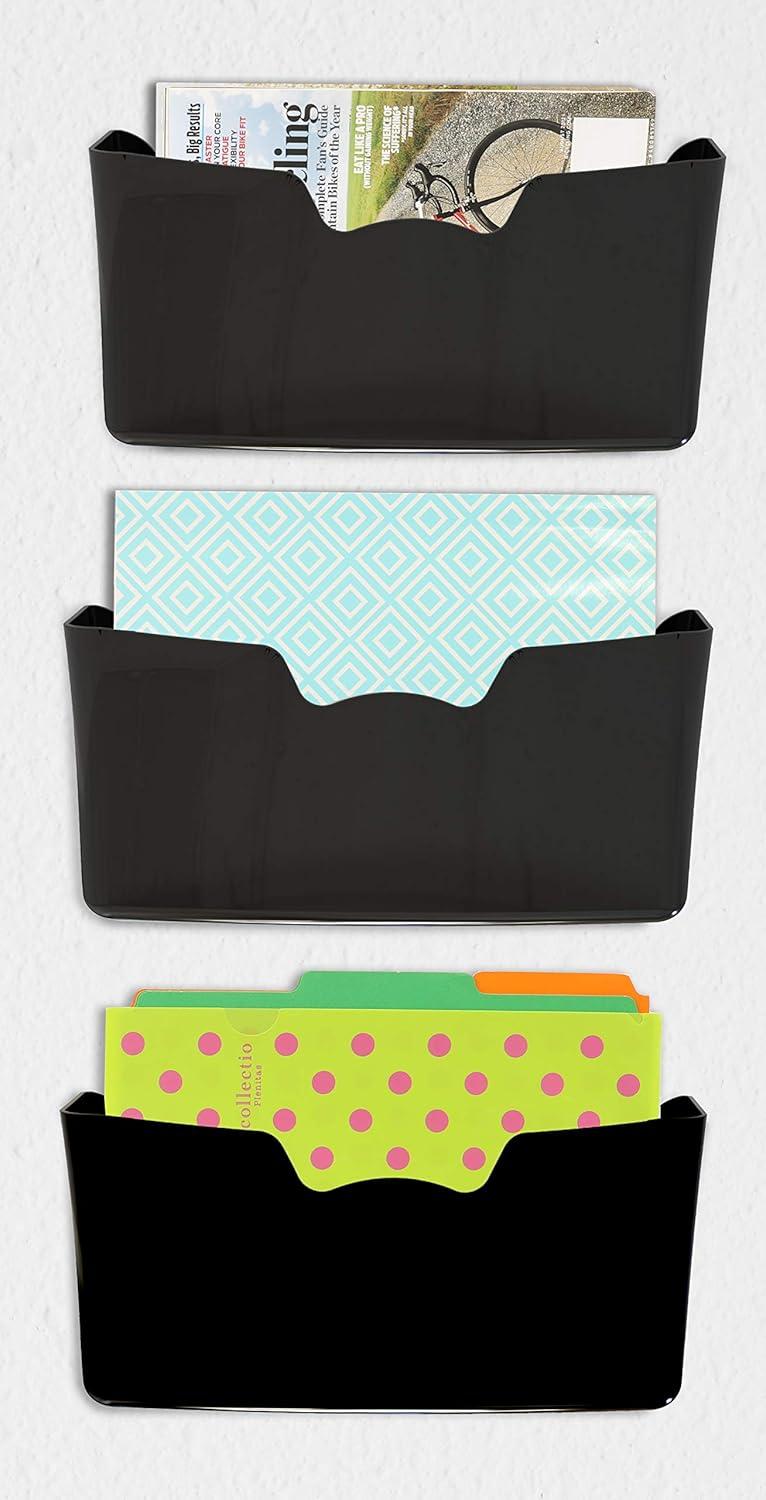 imageSimple Houseware Single Pocket Wall Mount for Hanging File Holderr 5 Packs Assorted ColorsBlack