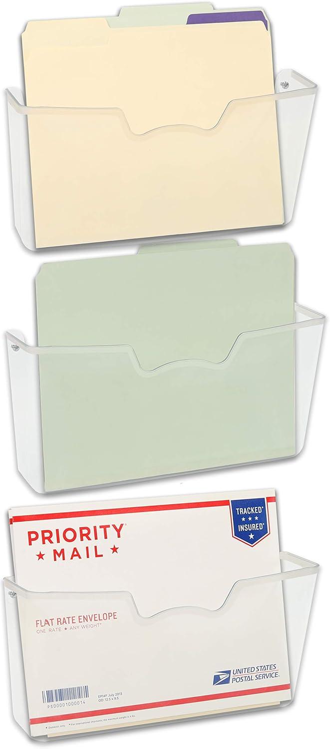 imageSimple Houseware Single Pocket Wall Mount for Hanging File Holderr 5 Packs Assorted ColorsClear