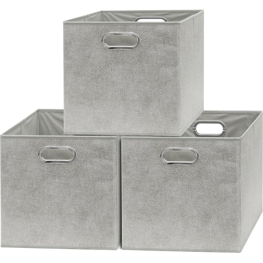 imageSIMPLE HOUSEWARE 11Inch Collapsible Fabric Cube Storage Bin with Handles Printed Design 6 Pack BlueGray