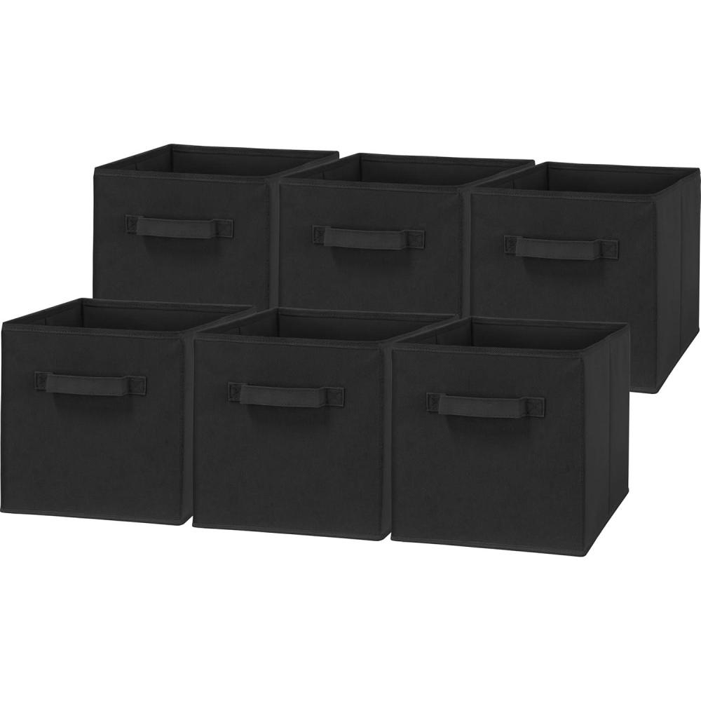 imageSIMPLE HOUSEWARE 11Inch Foldable Cube Storage Organizer Bin Geometric Grey 6 PackBlack