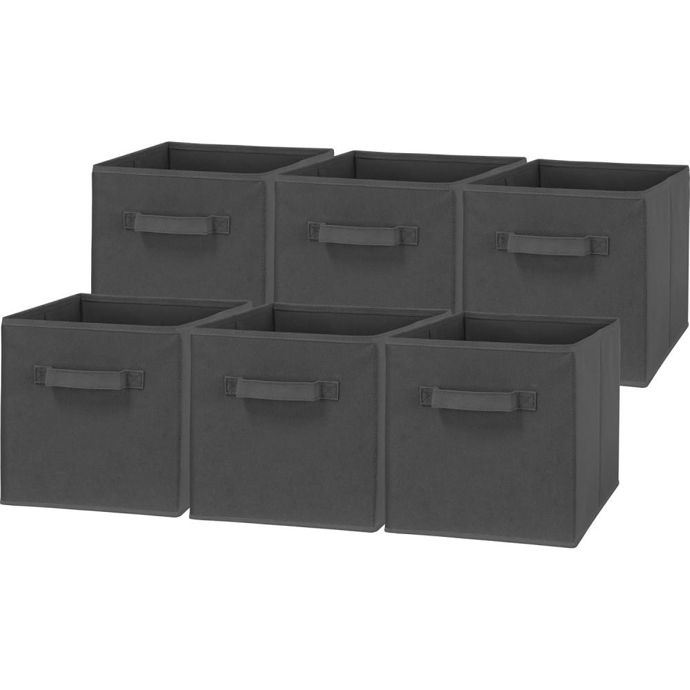 imageSIMPLE HOUSEWARE 11Inch Foldable Cube Storage Organizer Bin Geometric Grey 6 PackDark Grey