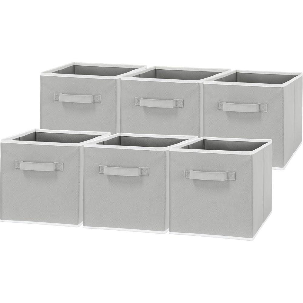 imageSIMPLE HOUSEWARE 11Inch Foldable Cube Storage Organizer Bin Geometric Grey 6 PackGray