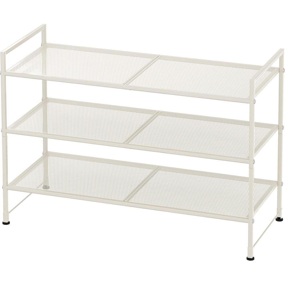 imageSIMPLE HOUSEWARE 3Tier Stackable Mesh Shoe Rack SilverWhite
