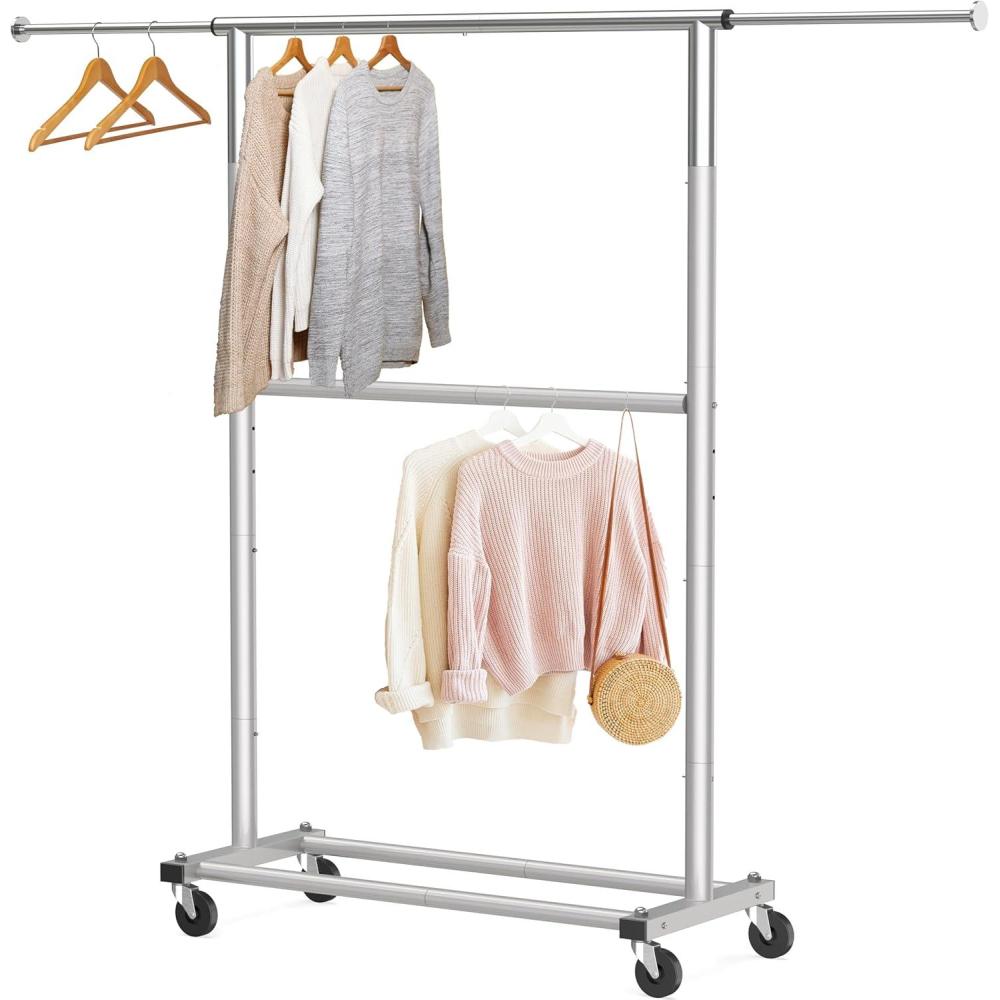 imageSIMPLE HOUSEWARE Double Rod Garment Rack GreyGrey