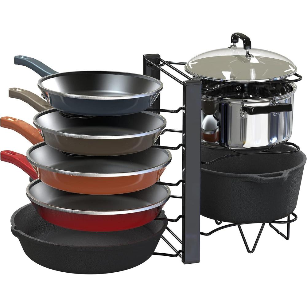 imageSIMPLE HOUSEWARE Double Sided Height Adjustable PanPot Organizer  8 Compartments Black