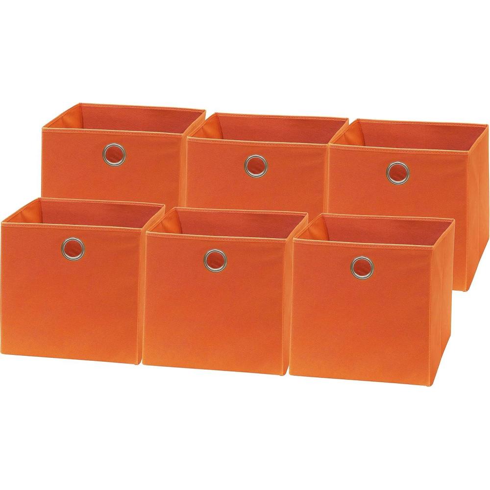 imageSIMPLE HOUSEWARE Foldable Cube Storage Bins with Handles 11Inch Gray 6Pack Fabric Cubes Organizer for Closet or ShelvesOrange