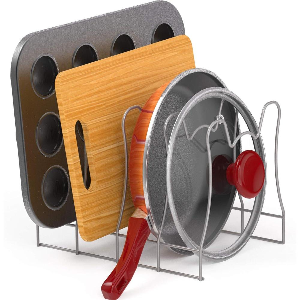 imageSIMPLE HOUSEWARE Kitchen Pot Lid Rack Holder Organizer BronzeSilver