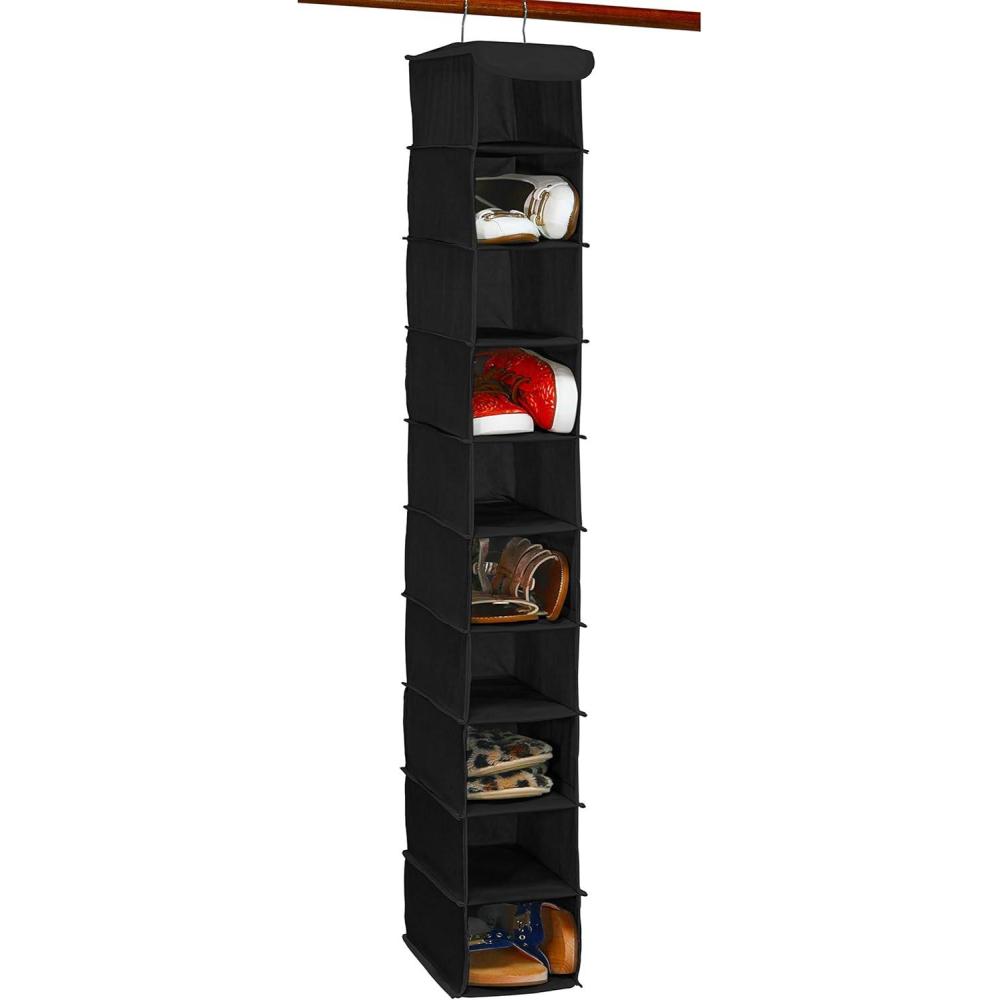 imageSimple Houseware 10 Shelves Hanging Shoes Organizer Holder for Closet GreyBlack