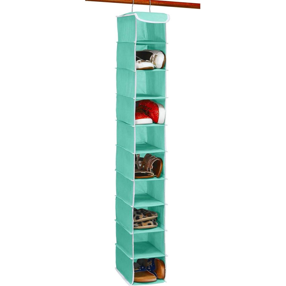 imageSimple Houseware 10 Shelves Hanging Shoes Organizer Holder for Closet GreyTurquoise
