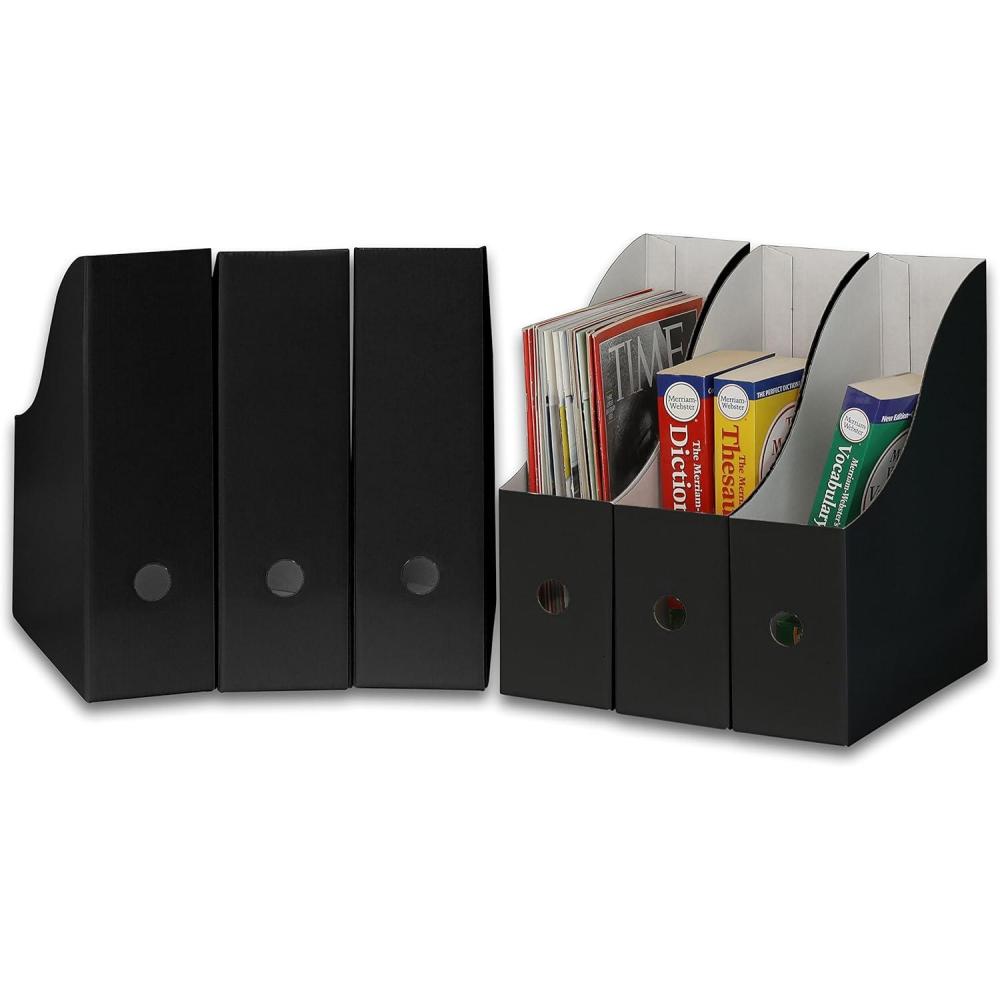 imageSimple Houseware 12Pack Magazine File Holder Box Foldable Cardboard Organizer with Label Slot MulticolorBlack
