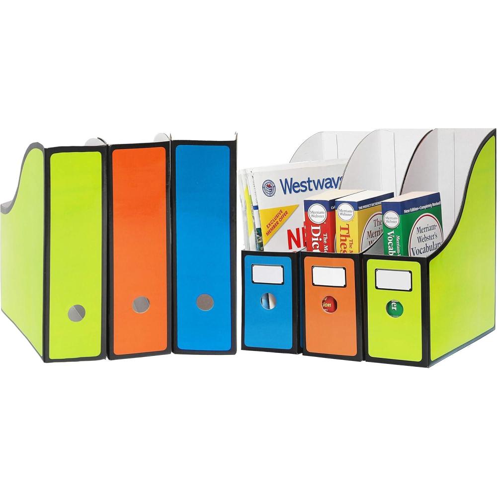 imageSimple Houseware 12Pack Magazine File Holder Box Foldable Cardboard Organizer with Label Slot MulticolorColor