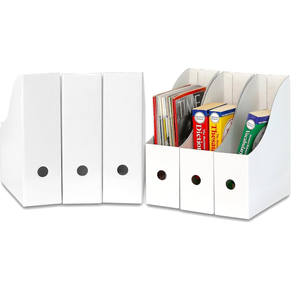 imageSimple Houseware 12Pack Magazine File Holder Box Foldable Cardboard Organizer with Label Slot Multicolorwhite