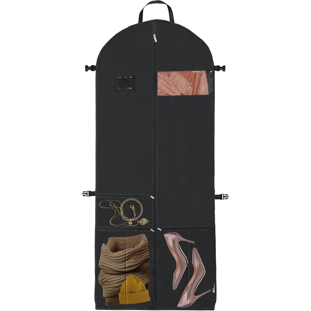 imageSimple Houseware 2 Pack 60 Travel Garment Bag for Suits Dresses Coats Tuxedos Heavy Duty 300D Polyester65Inch Long w Pocket