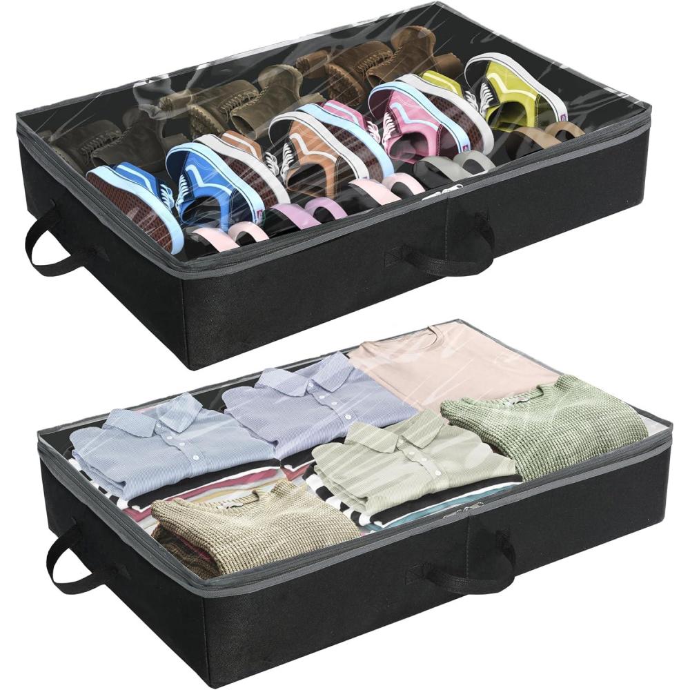 imageSimple Houseware 2 Pack Under Bed Storage Bin Black