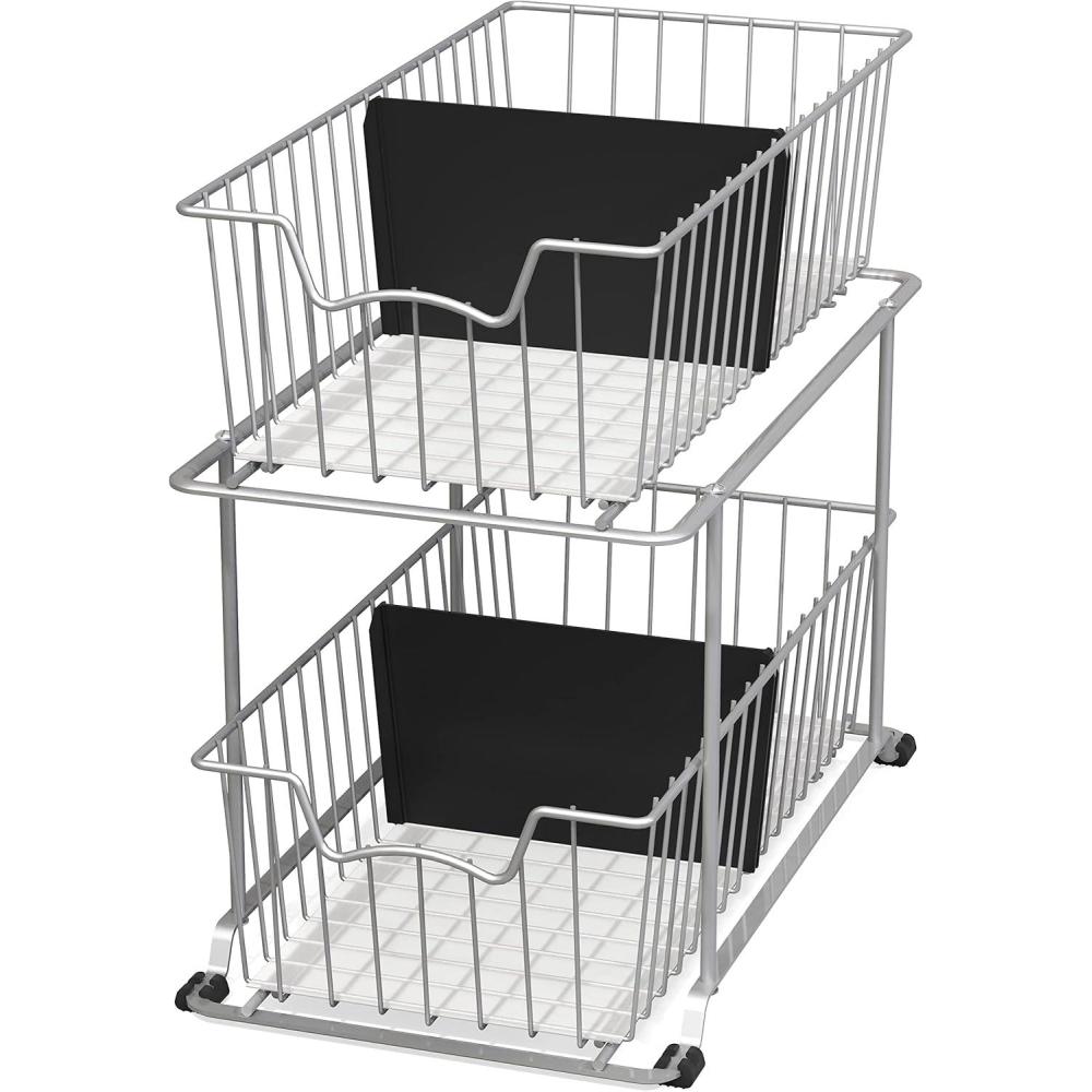 imageSimple Houseware 2 Tier Cabinet Wire Basket Drawer Organizer GreyGrey