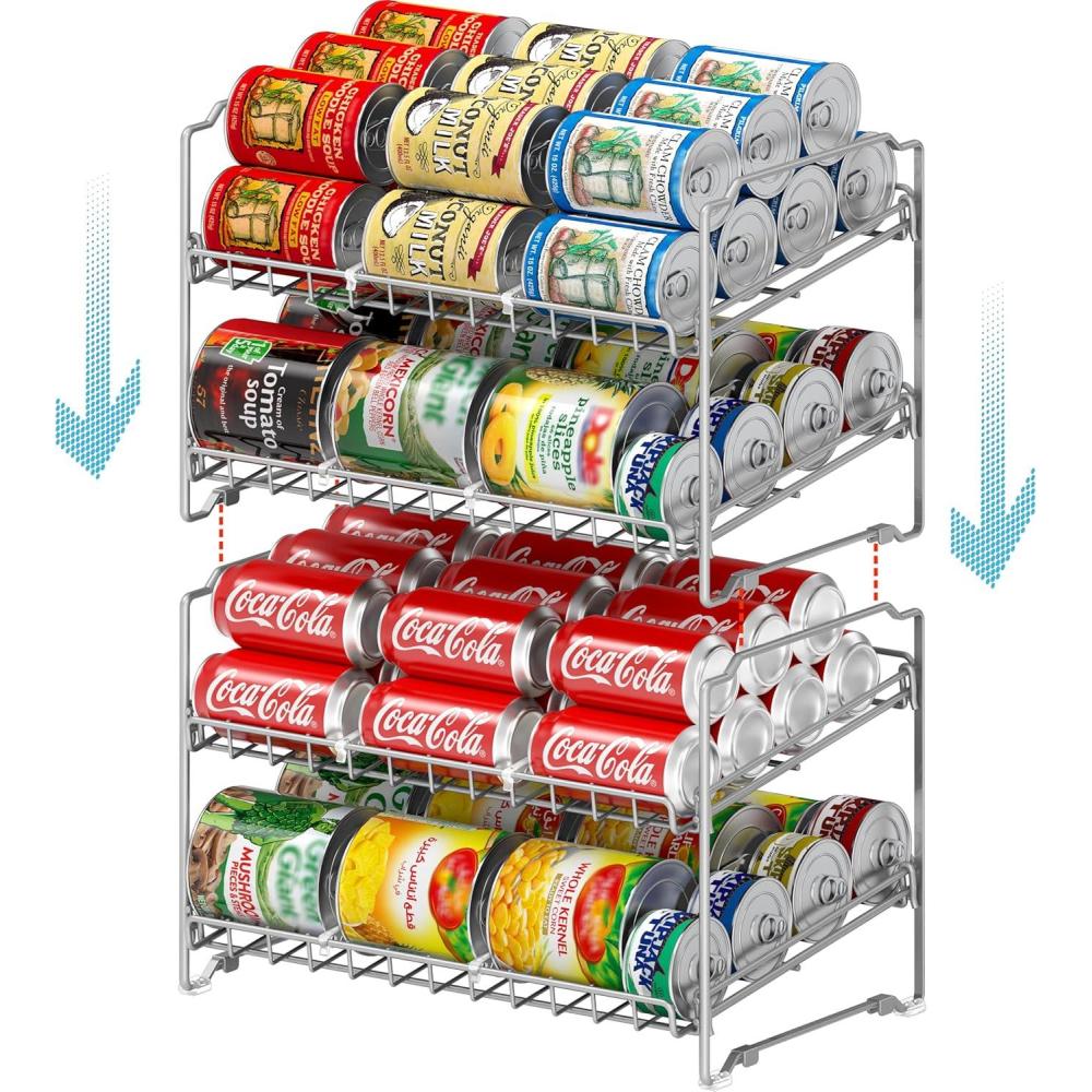 imageSimple Houseware 2 Tier Stackable Can Rack Silver 2 PackSilver