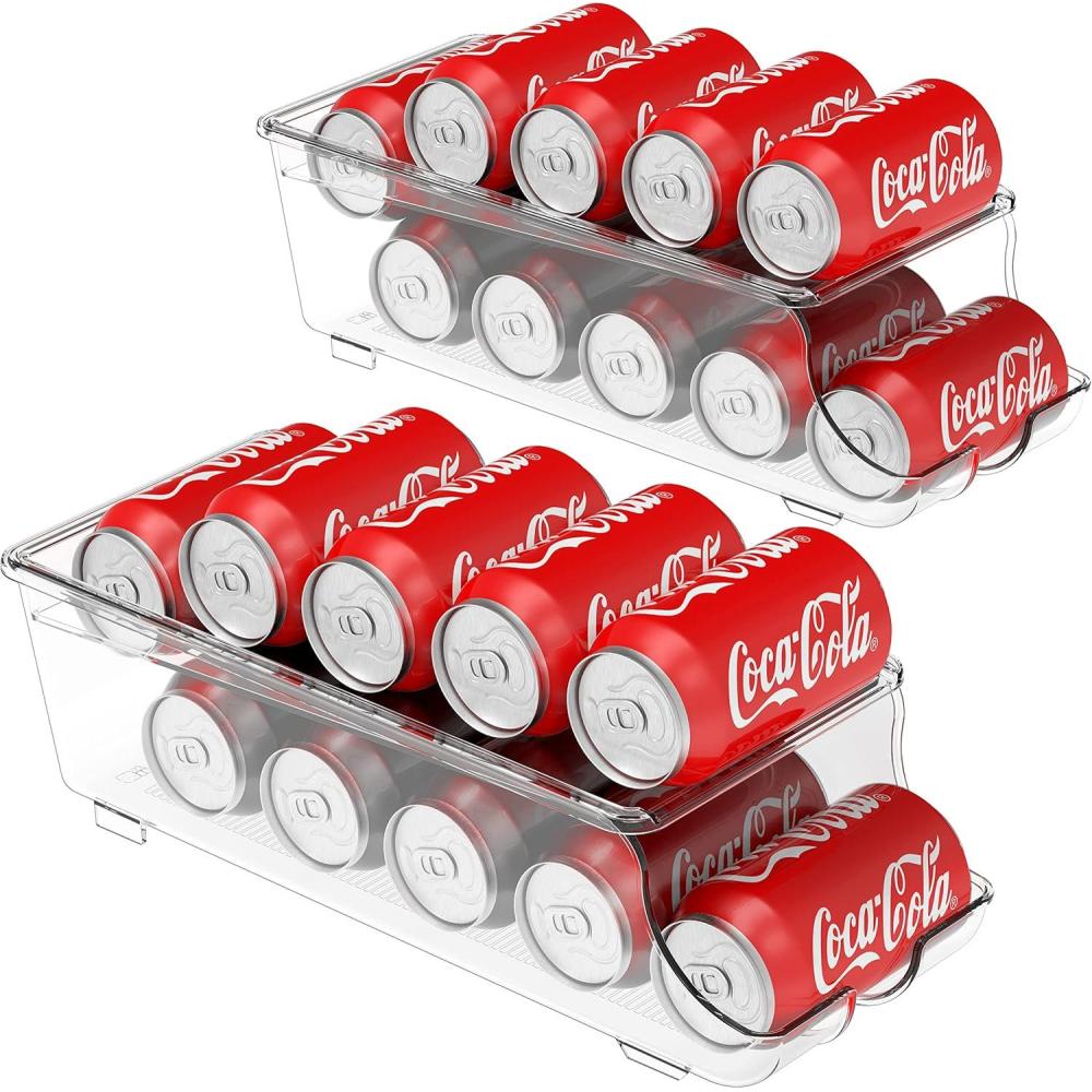 imageSimple Houseware 2Pack FrontLoading Beverage Soda Can Organizer Dispenser Clear2 Pack