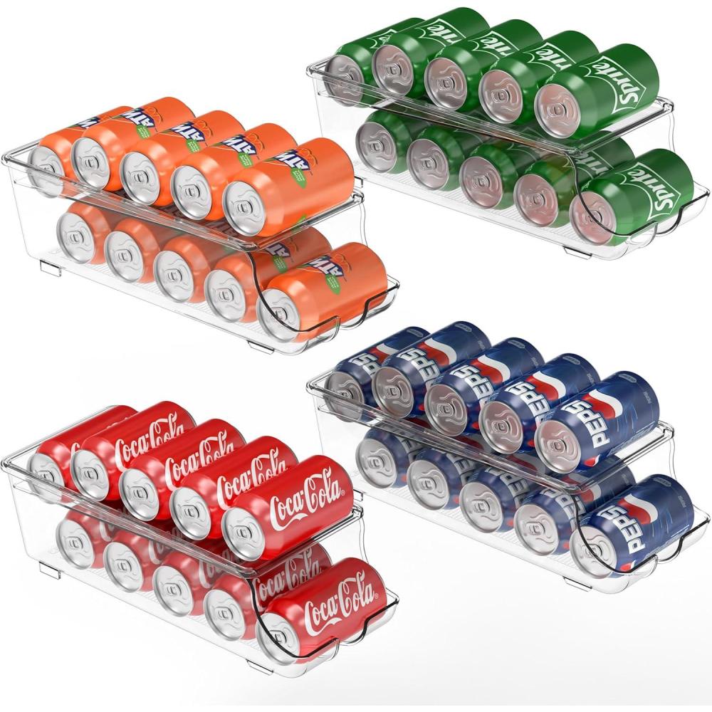 imageSimple Houseware 2Pack FrontLoading Beverage Soda Can Organizer Dispenser Clear4 Pack