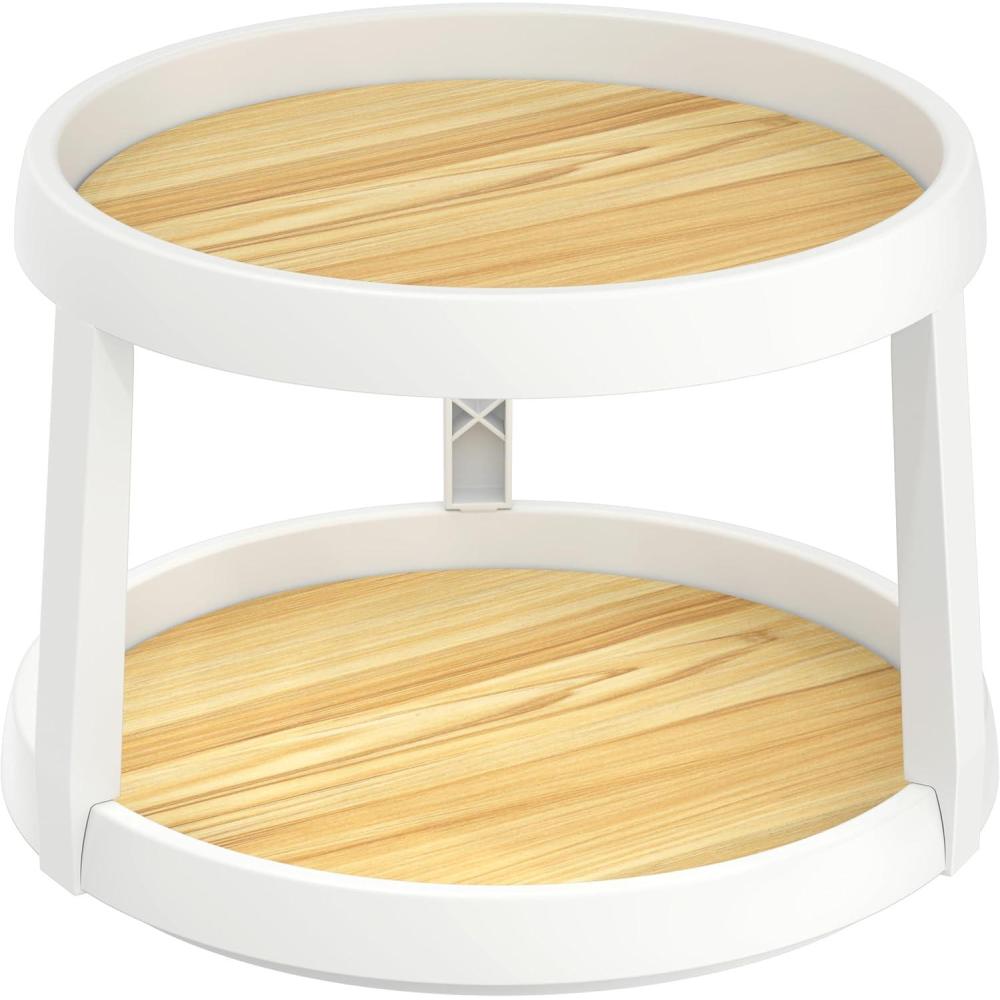 imageSimple Houseware 2Tier Lazy Susan Spice Organizer 10Inch Diameter WhiteGrayOak