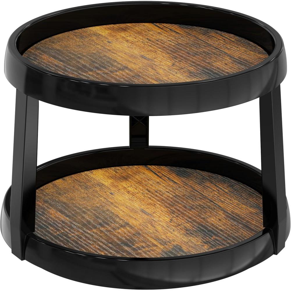 imageSimple Houseware 2Tier Lazy Susan Spice Organizer 10Inch Diameter WhiteGrayRustic Brown