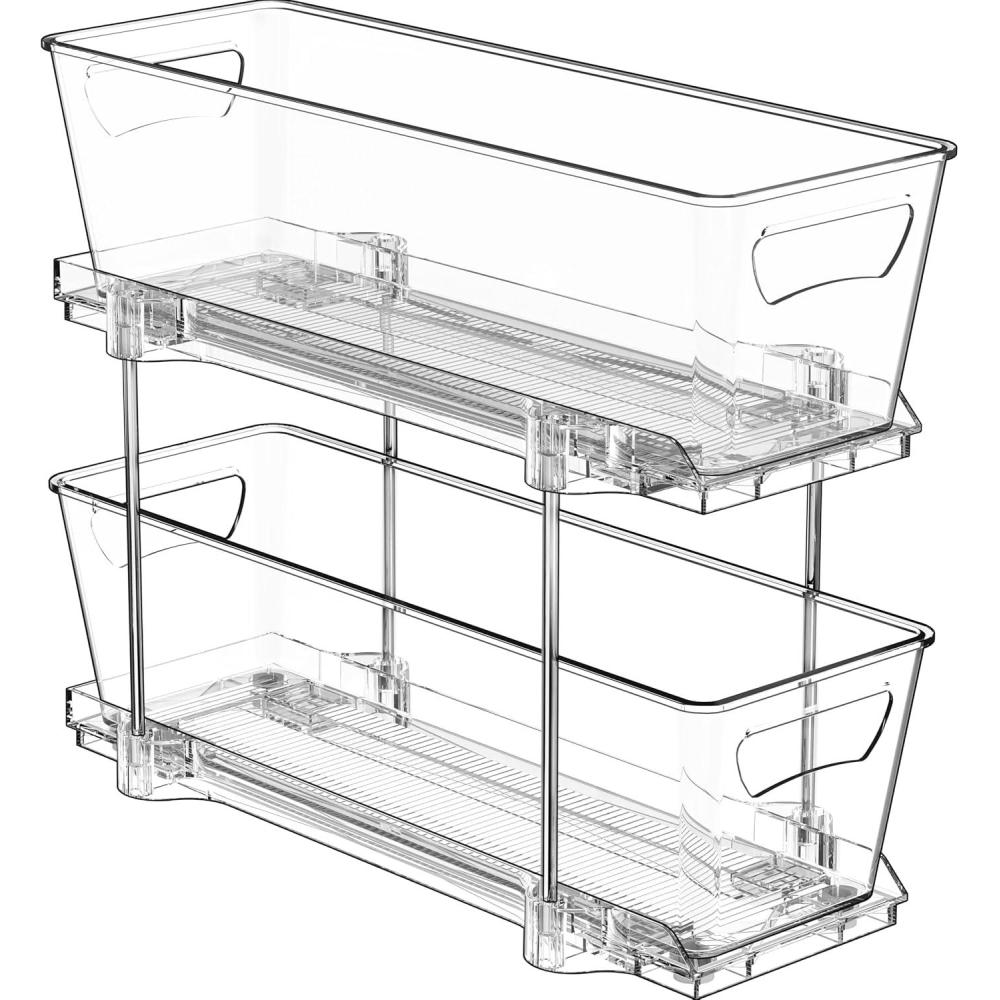 imageSimple Houseware 2Tier Narrow Basket Drawer Cabinet PullOut Organizer Clear