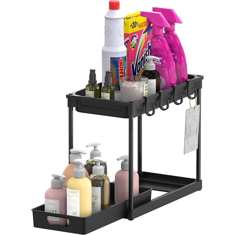 imageSimple Houseware 2Tier Standard Under Sink Storage Organizer Black