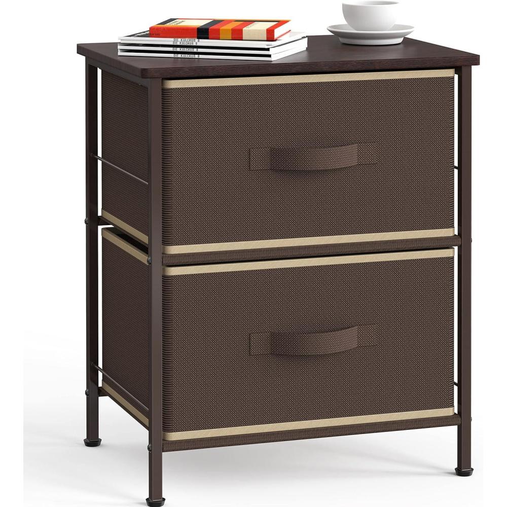 imageSimple Houseware 3 Drawer Nightstand Dresser with Wood Top BeigeBrown