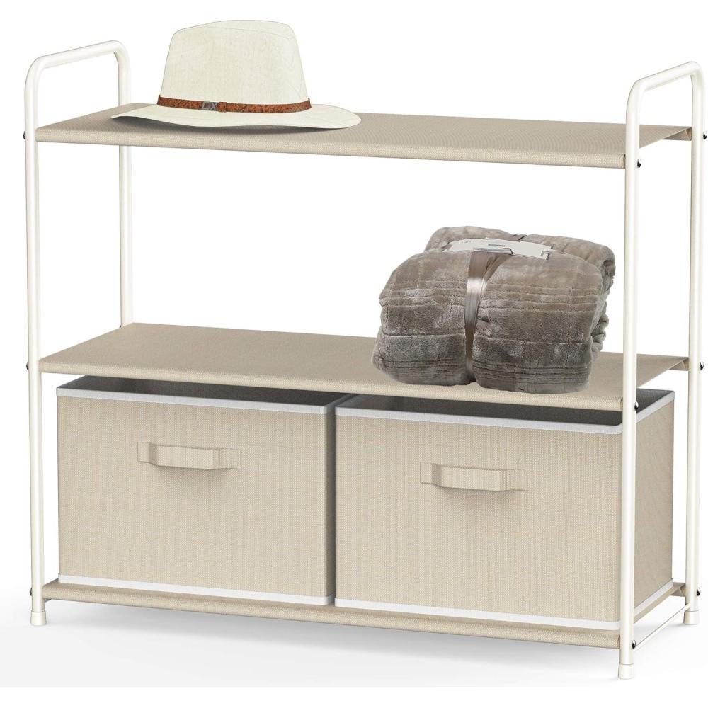 imageSimple Houseware 3Tier Closet Storage with 2 Drawers GreyBeige