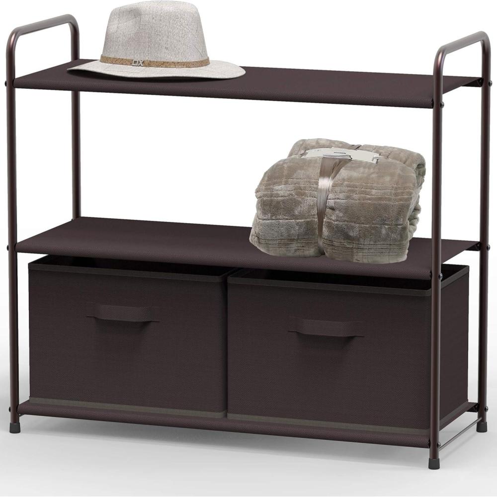 imageSimple Houseware 3Tier Closet Storage with 2 Drawers GreyBrown