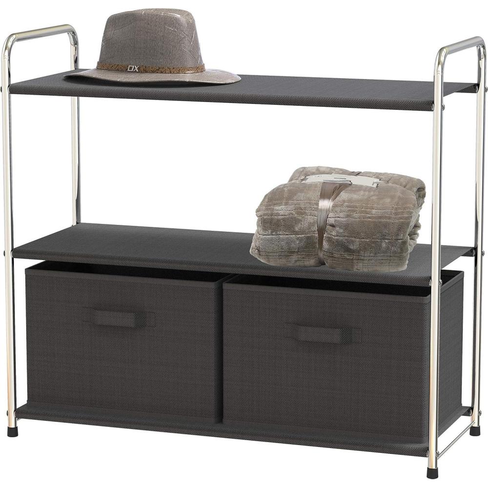 imageSimple Houseware 3Tier Closet Storage with 2 Drawers GreyDark Grey