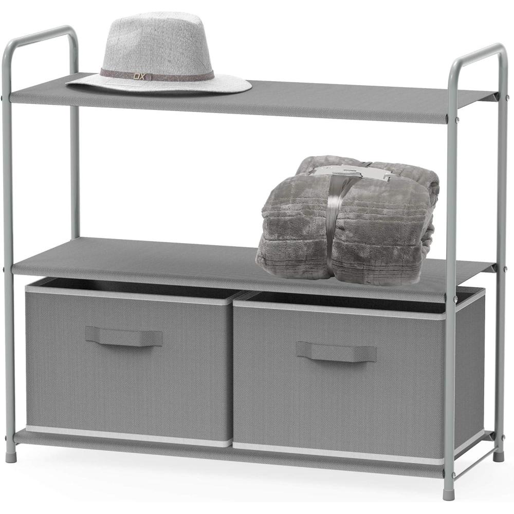 imageSimple Houseware 3Tier Closet Storage with 2 Drawers GreyGrey