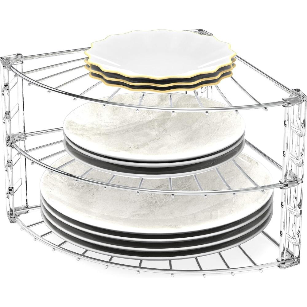 imageSimple Houseware 3Tier Counter Corner Shelf Organizer SilverChrome