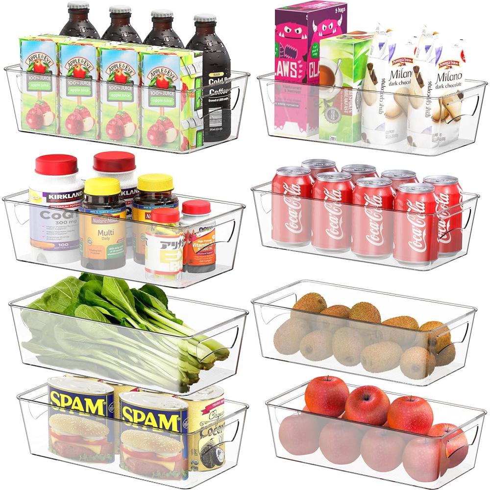 imageSimple Houseware 4 Pcs Pantry Clear Bin Storage Organizer 14quot x 7quot x 375quot8 Pack  12 x 6 x 34