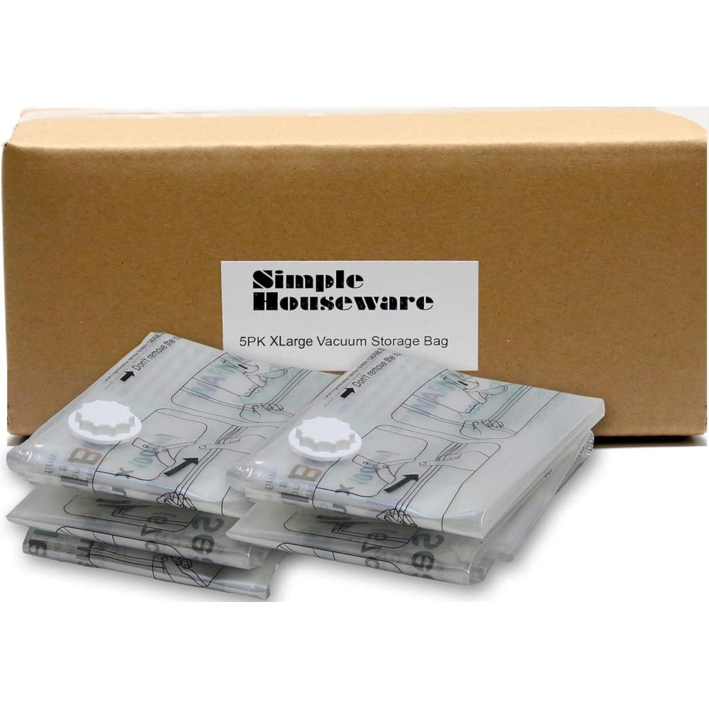 imageSimple Houseware 6 Jumbo Vacuum Storage Bags to Space Saver for Bedding5 Pack  Extra Large