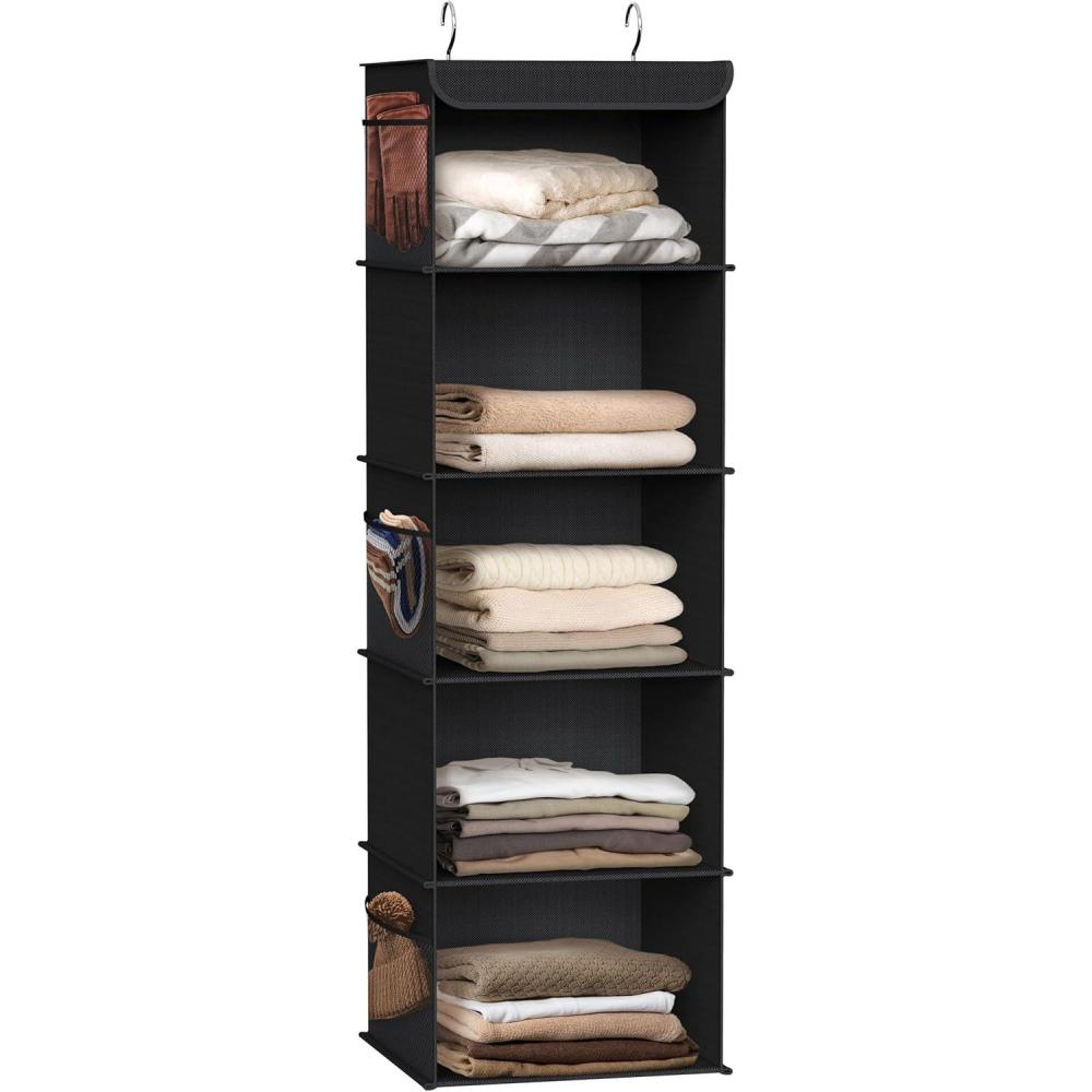 imageSimple Houseware 6 Shelf Hanging Closet Organizer GrayBlack