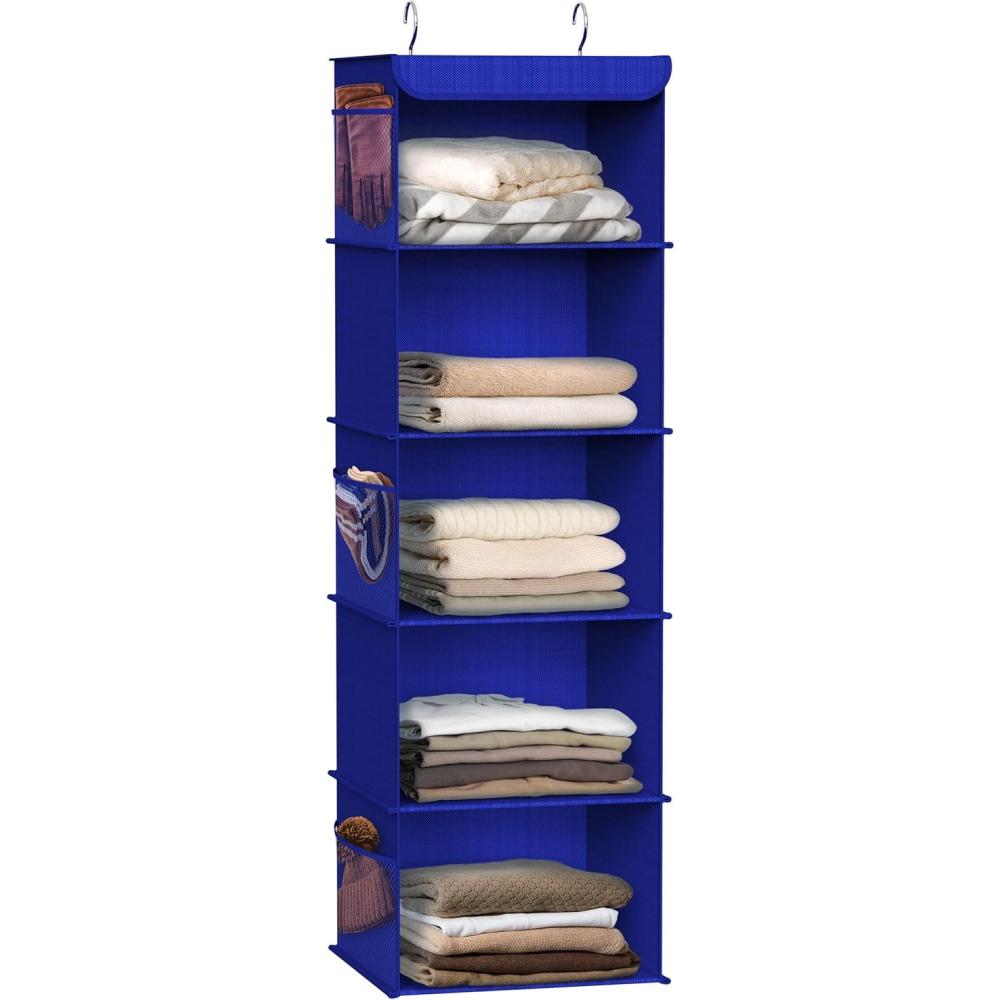 imageSimple Houseware 6 Shelf Hanging Closet Organizer GrayDark Blue
