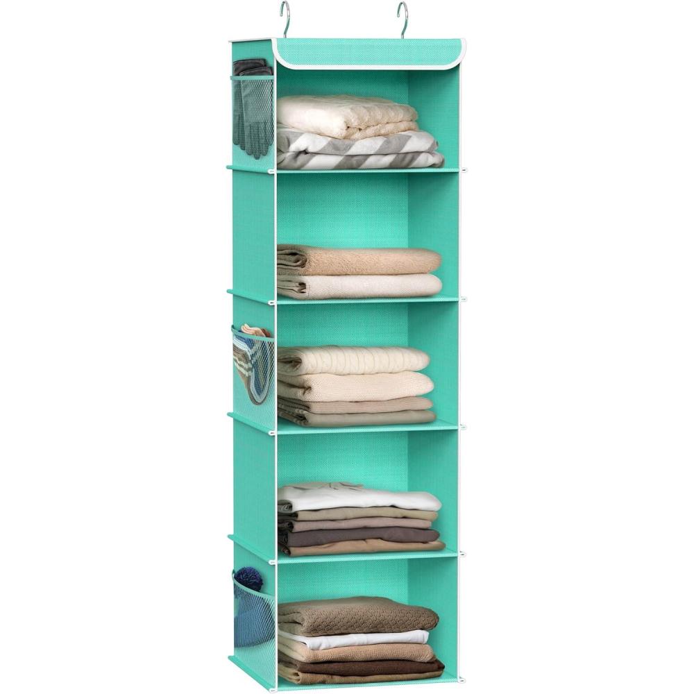 imageSimple Houseware 6 Shelf Hanging Closet Organizer GrayTurquoise