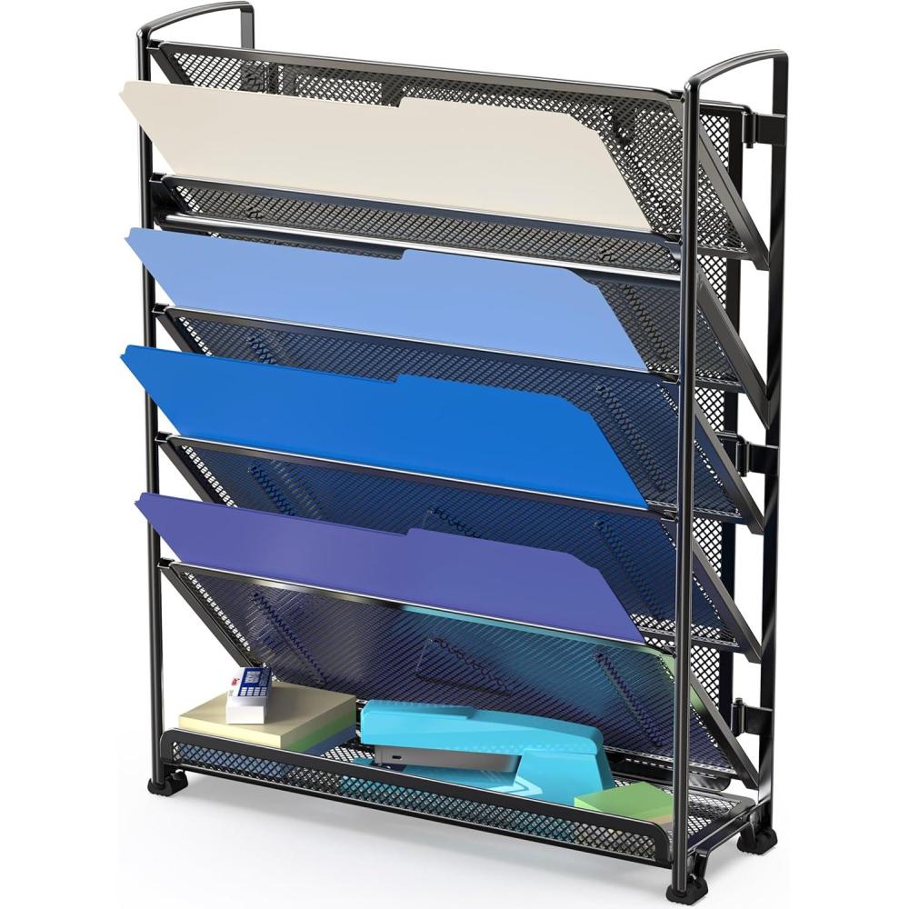 imageSimple Houseware 6Tier Wall Mount Document Letter Tray Organizer BlackBlack